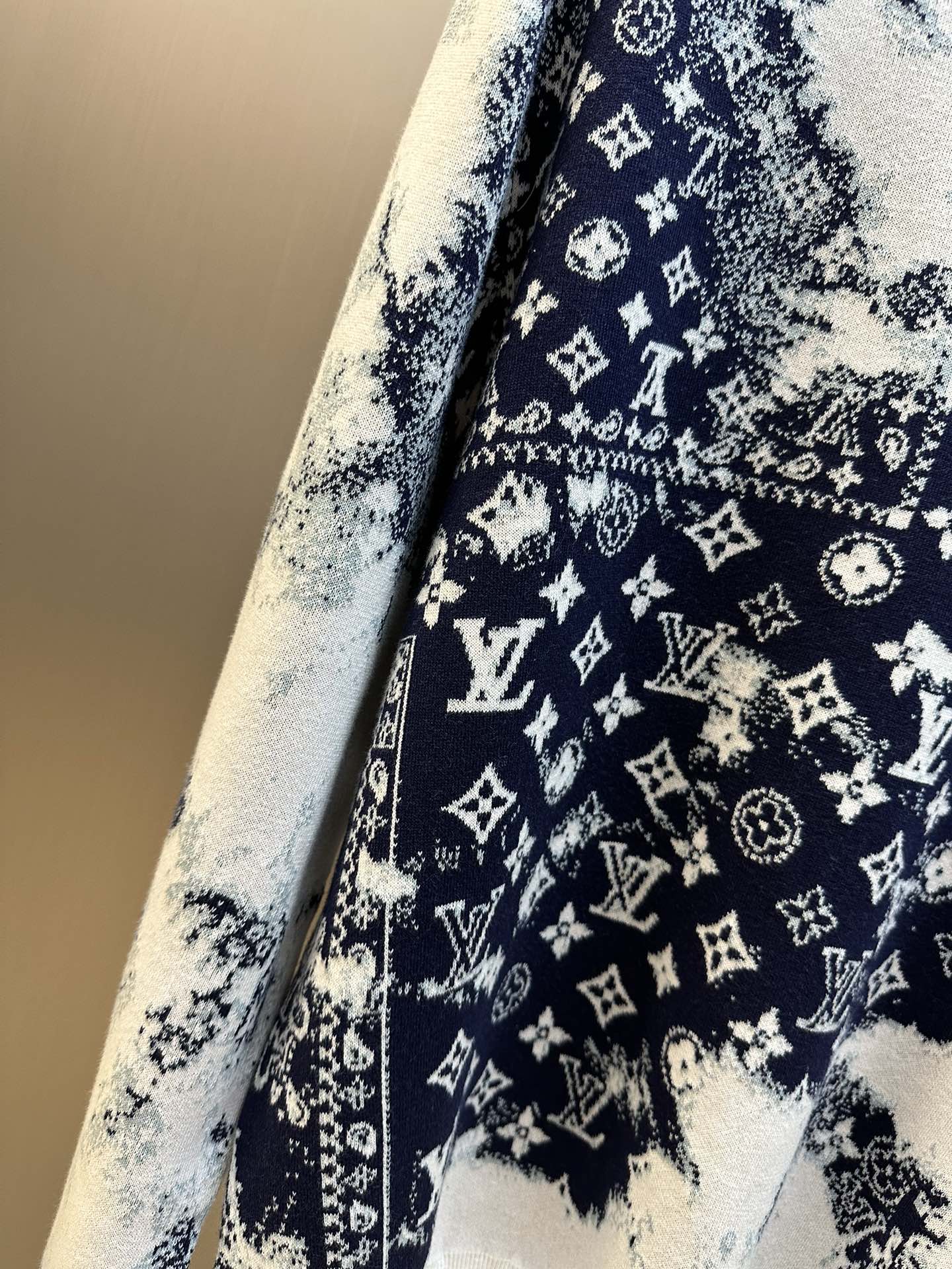 Blue And White Gradient Ink Sweater