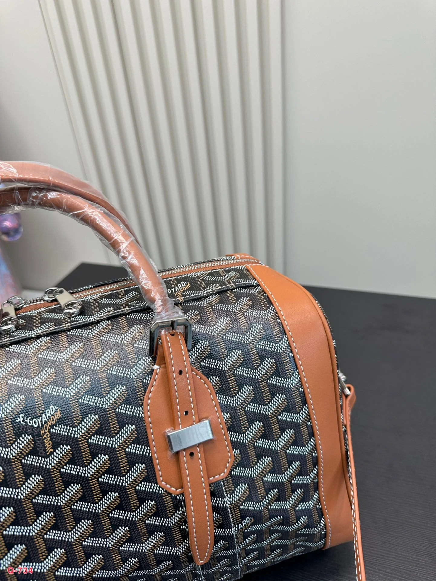 Bag 35 In Black Canvas And Tan Calfskin