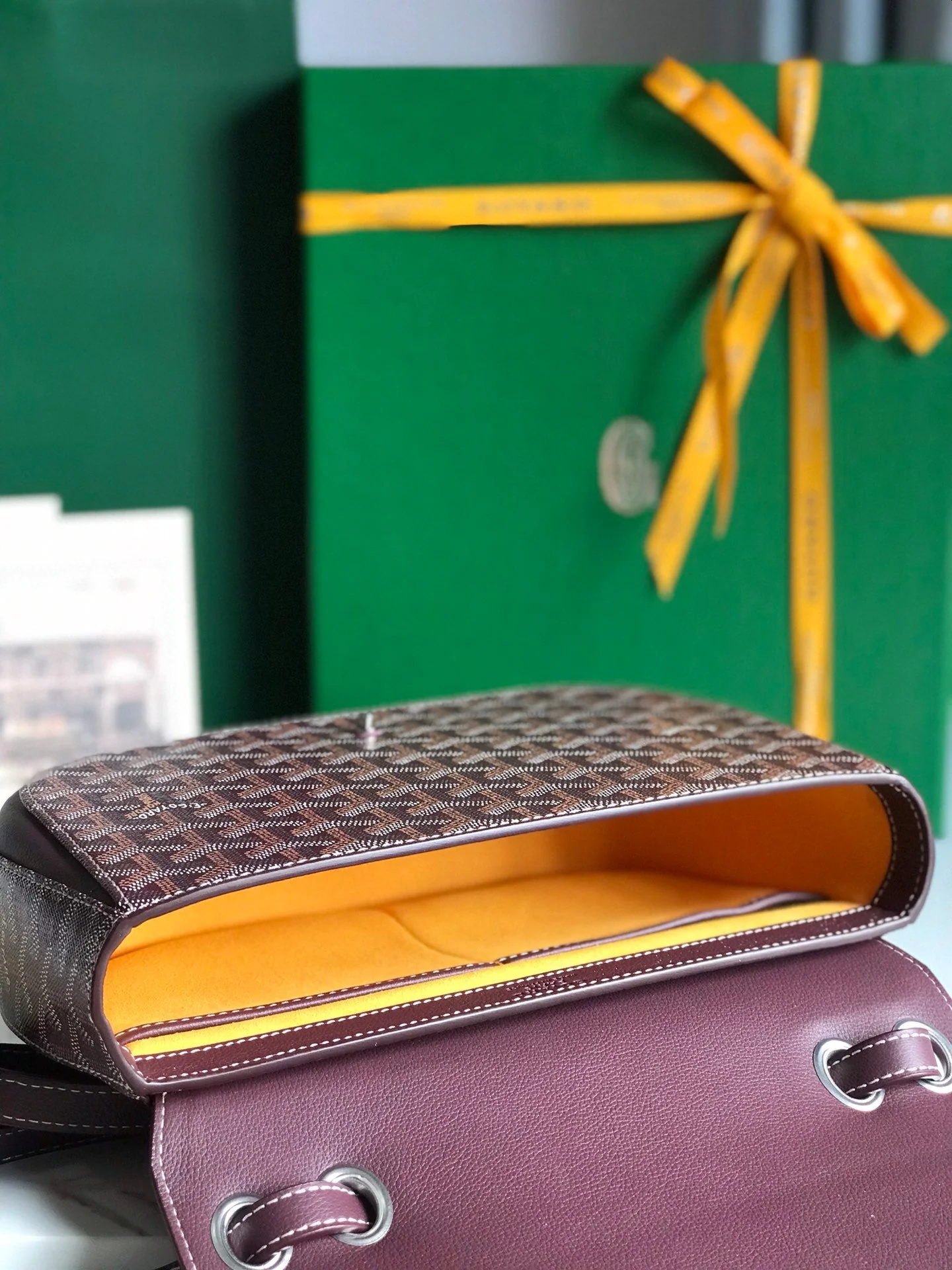 Wine Red Calfskin Canvas Bag