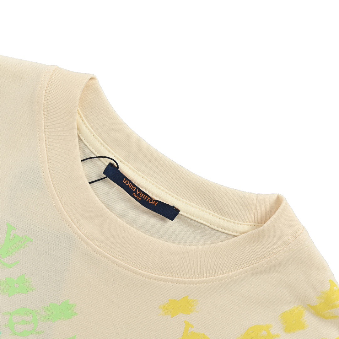 24ss Gradient old flower foam print short sleeve T-shirt