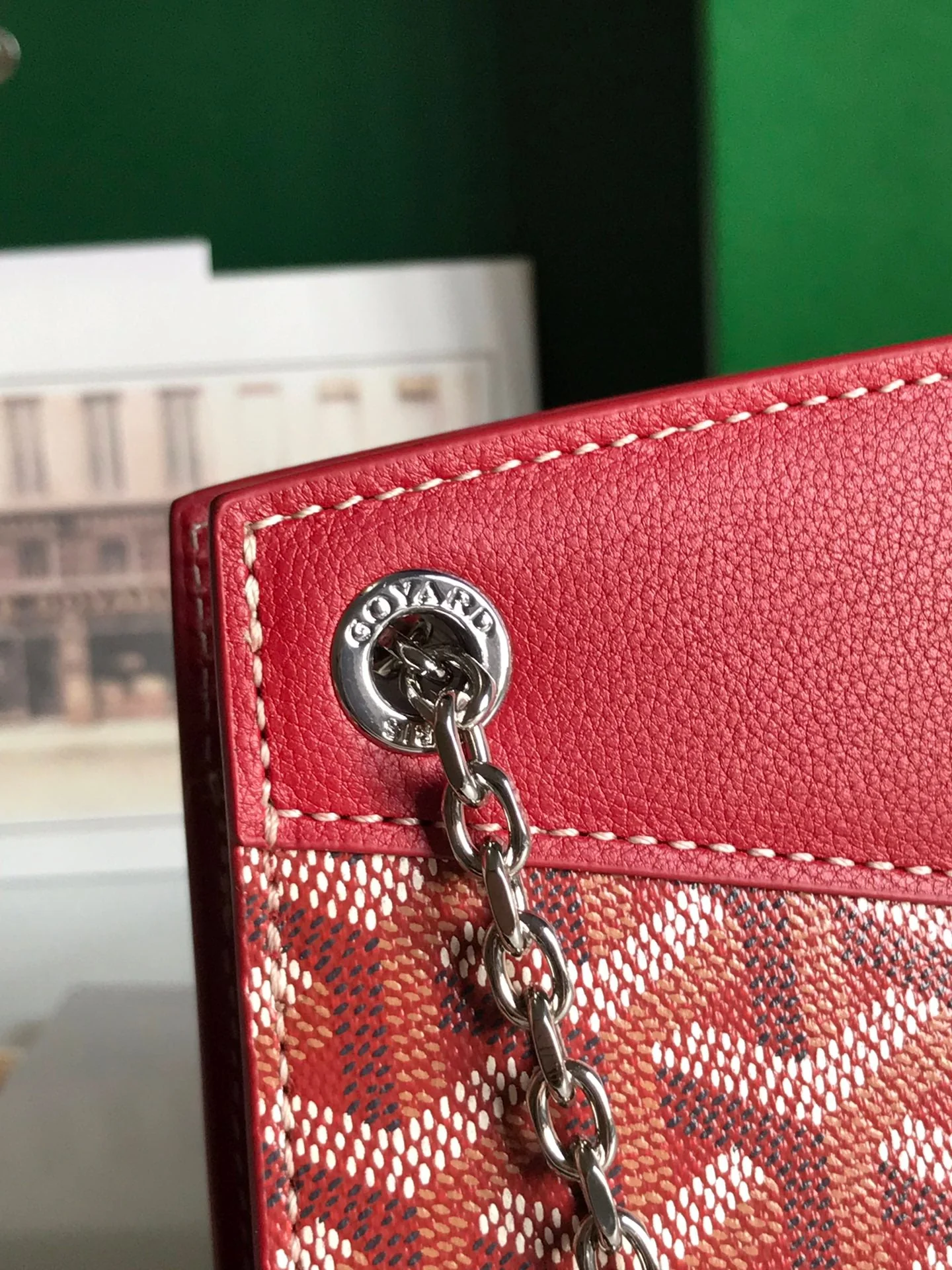 Red Calfskin Structured Mini Bag