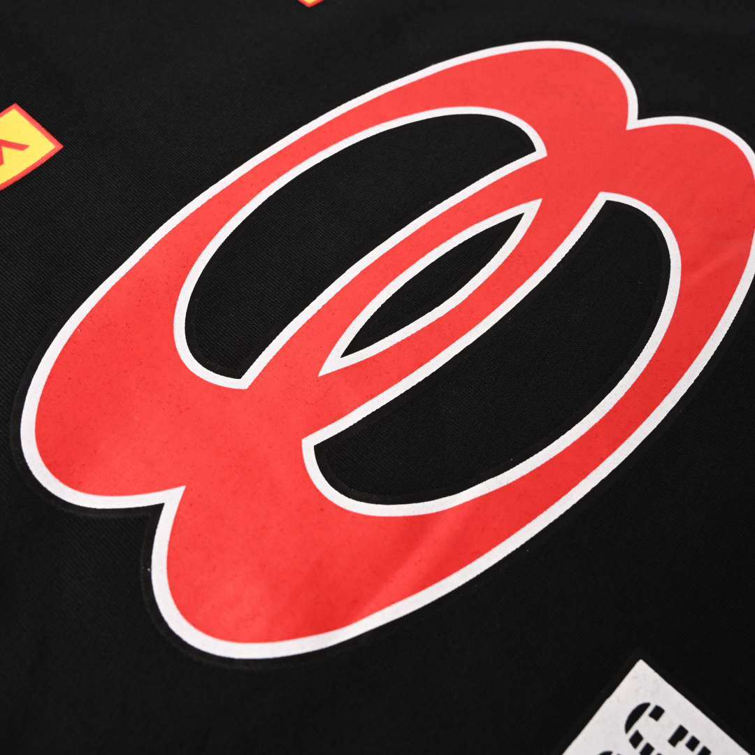 Double ring graphic short-sleeved T-shirt