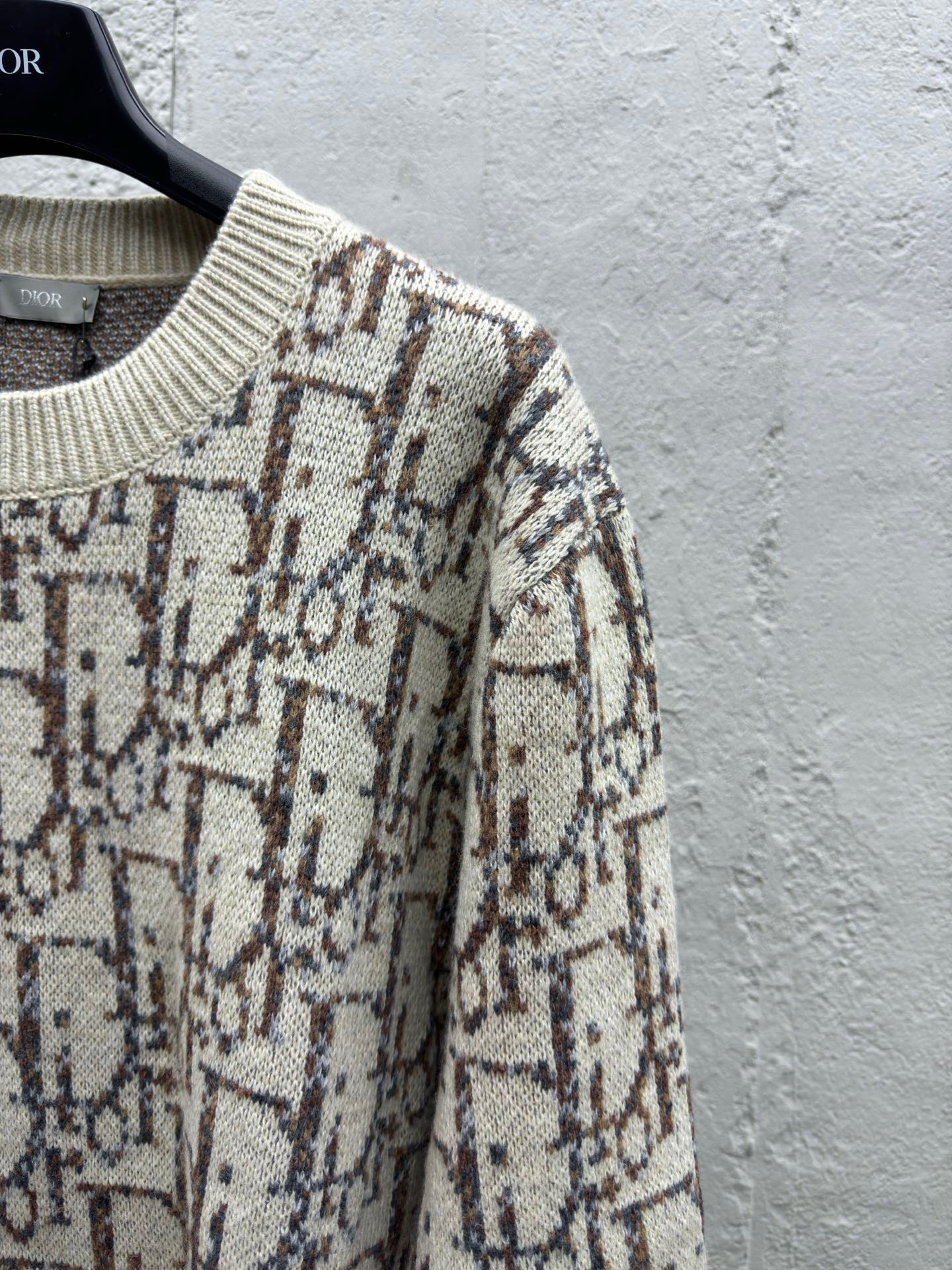 Wool Sweater With Lettering Jacquard