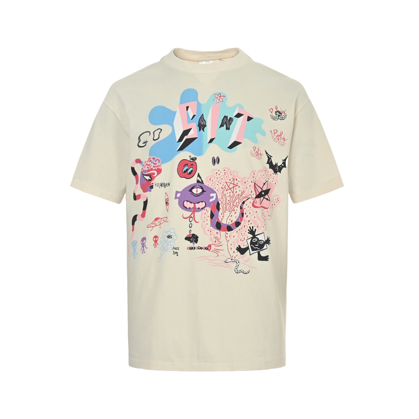 Cartoon abstract monster print T-shirt