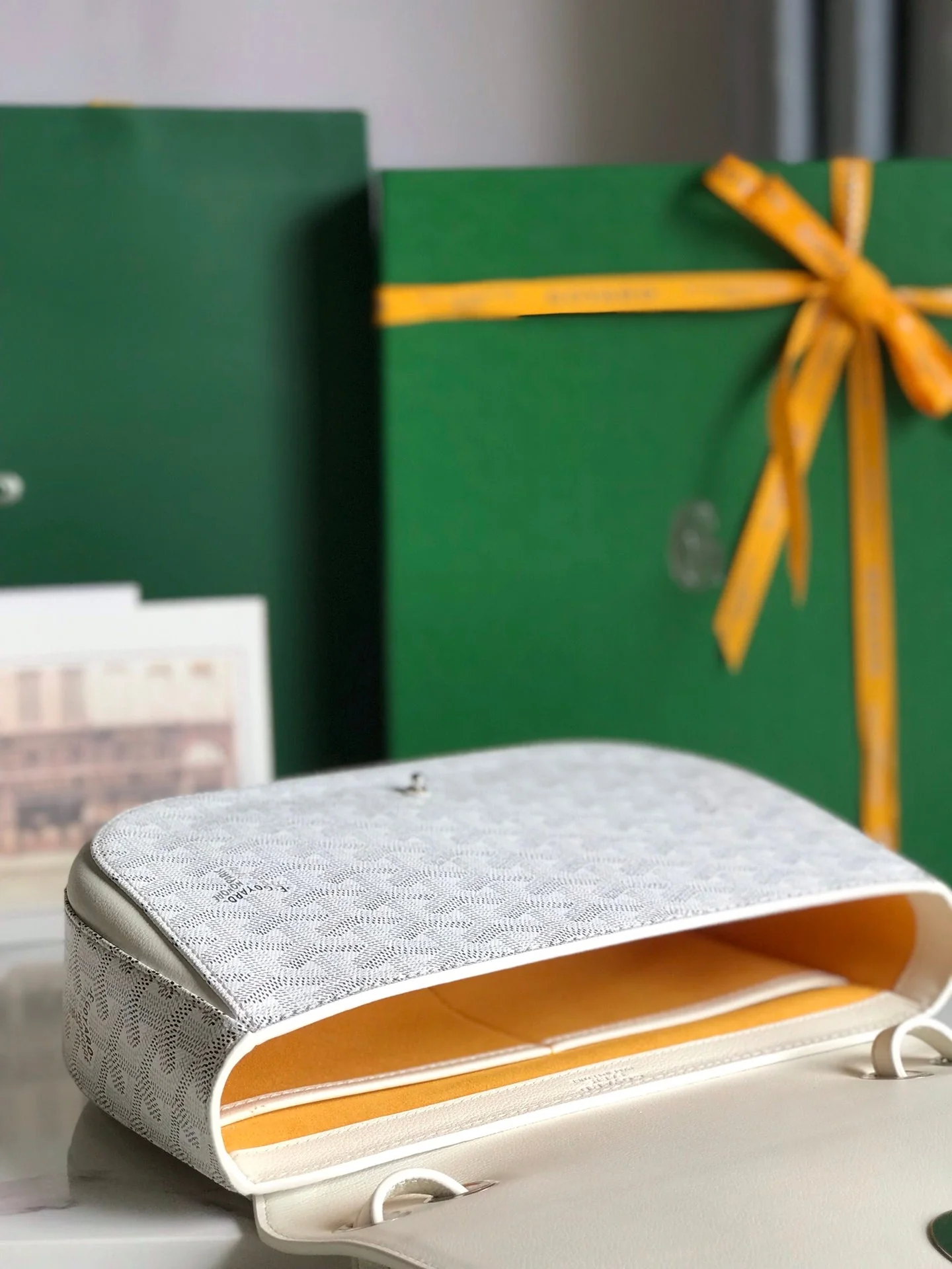 White Calfskin Canvas Bag