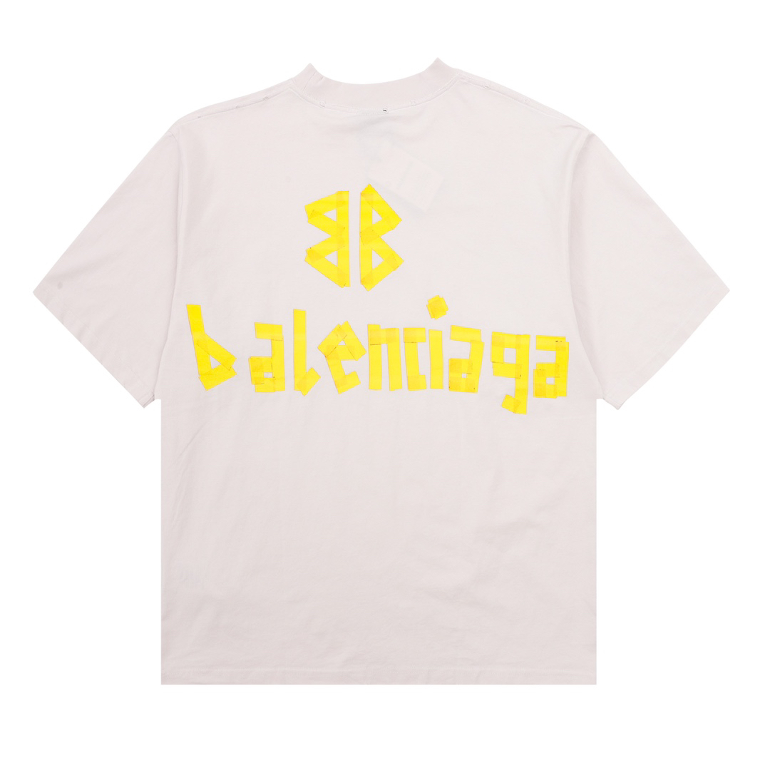 Tape short-sleeved T-shirt