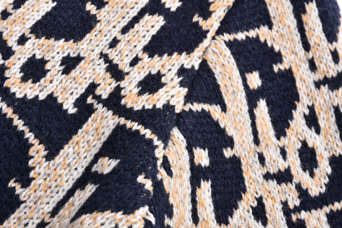 All over print jacquard crew neck sweater