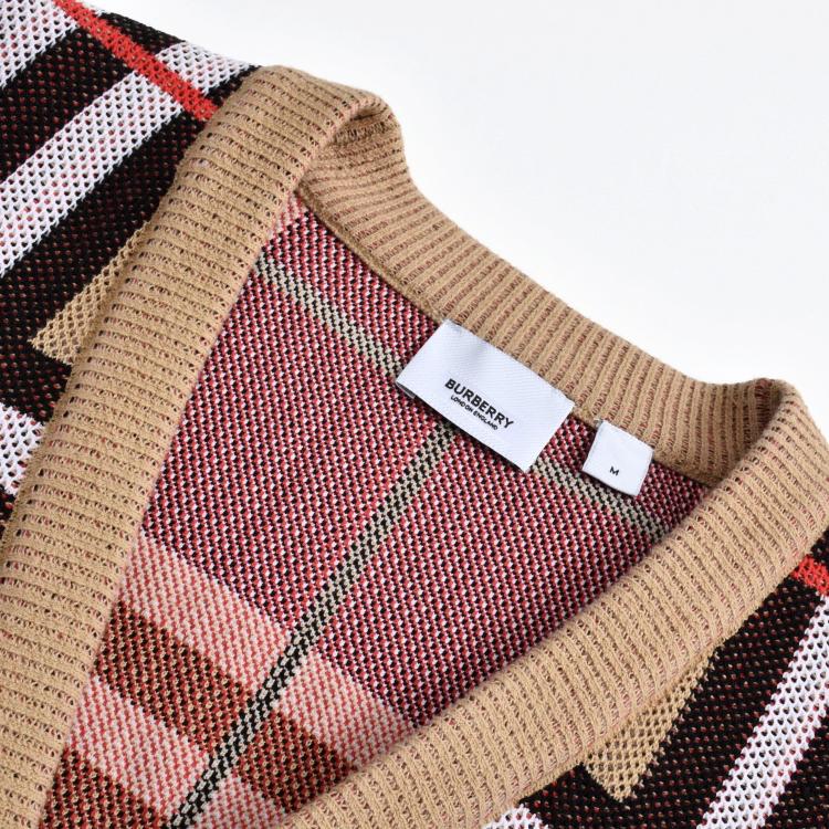 Pointelle Check Cardigan Sweater