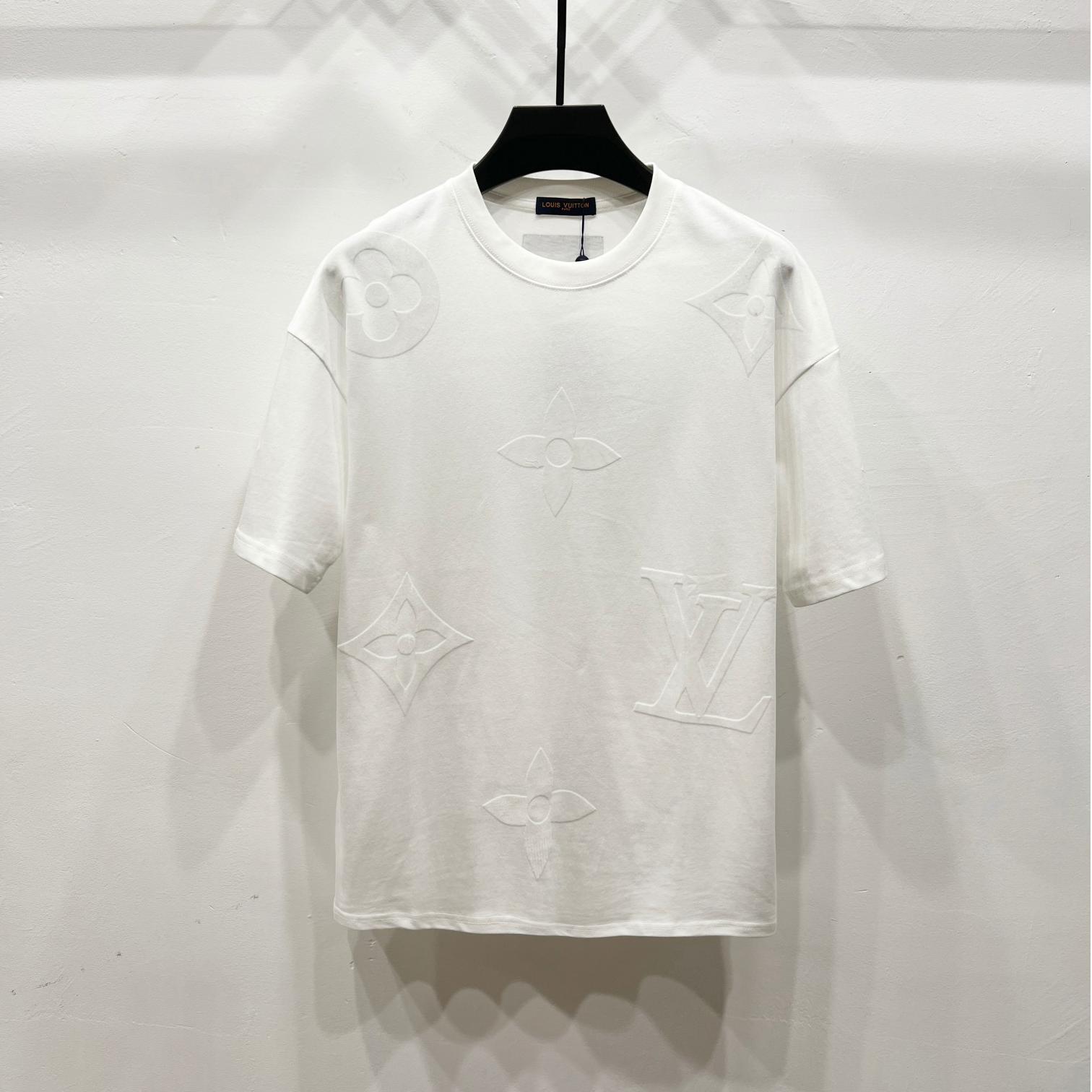 Flocked Print Short Sleeve Crewneck T-Shirt