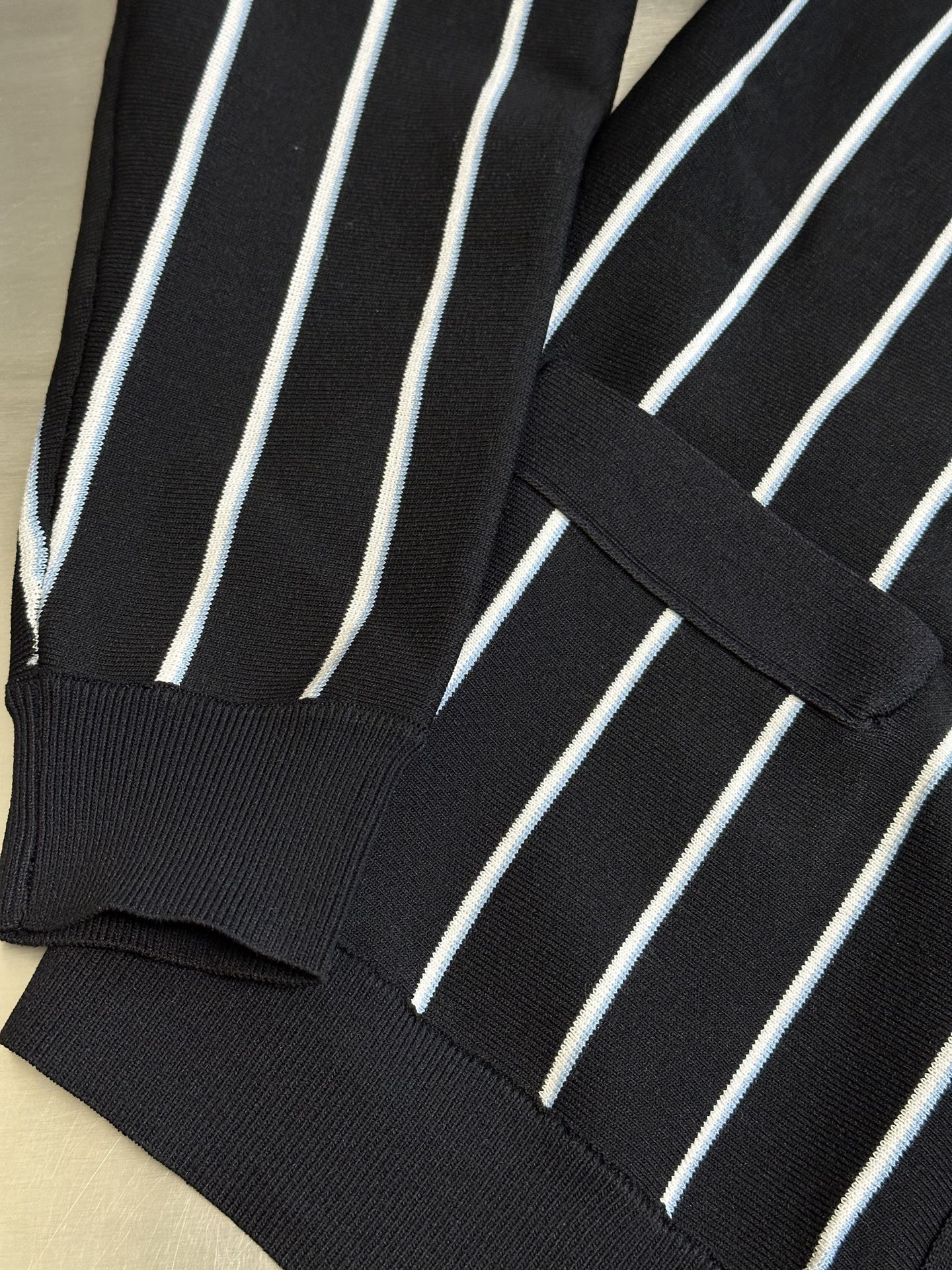 Striped embroidered cardigan sweater