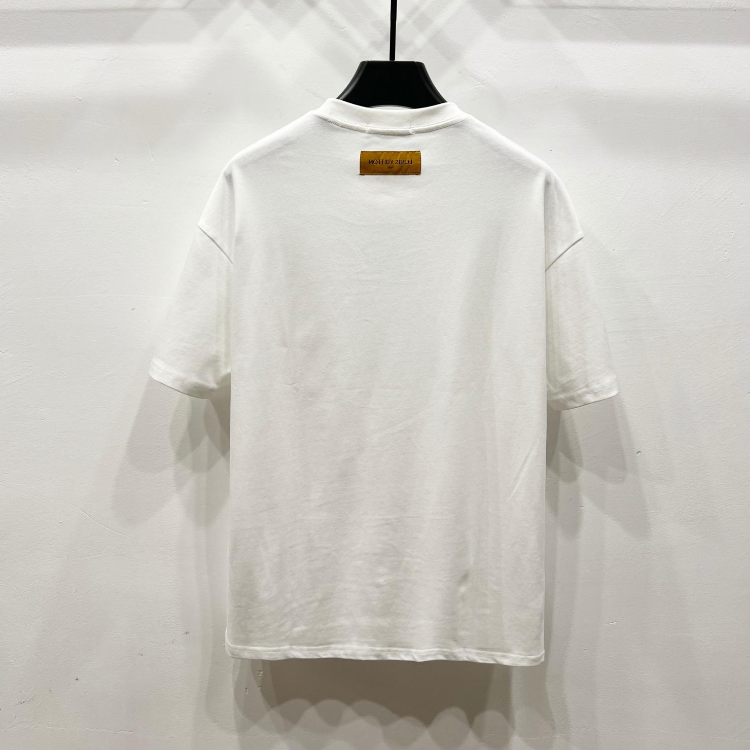 Flocked Print Short Sleeve Crewneck T-Shirt