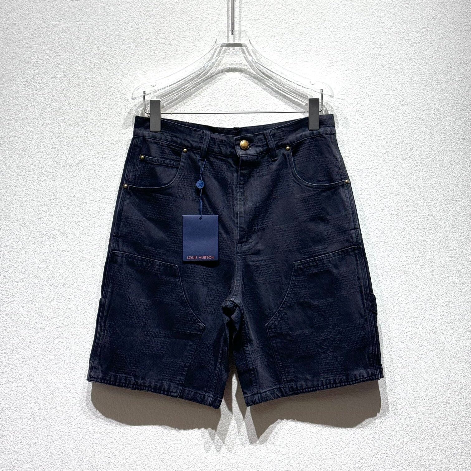 Checkered Denim Shorts