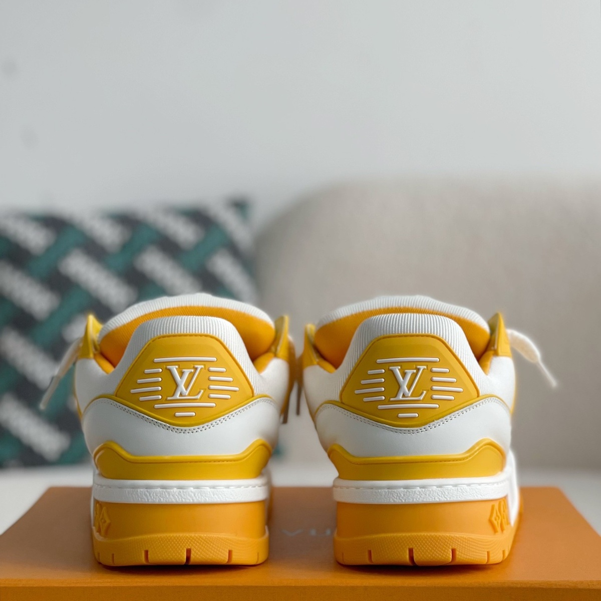 High-top orange sneakers
