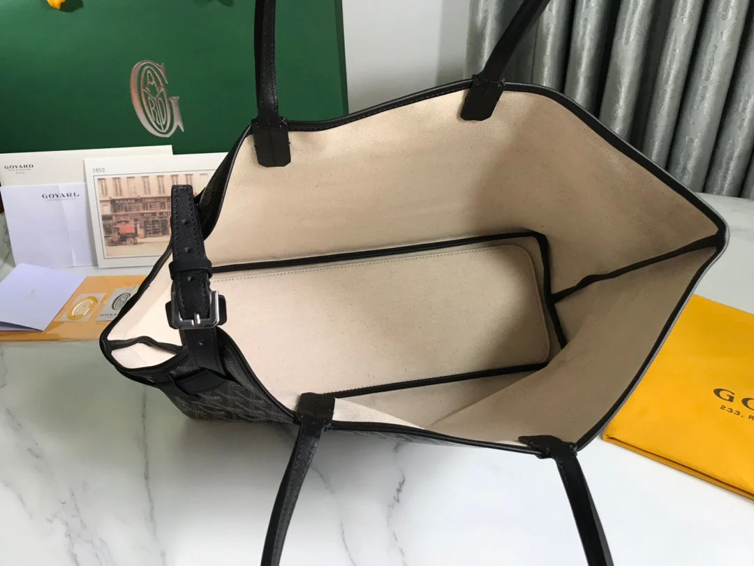 Black Canvas Calfskin Trim Bag