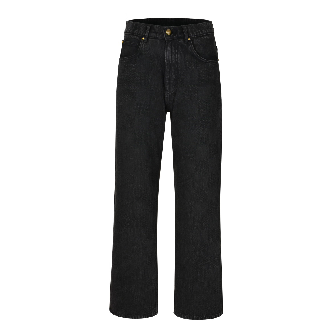 Black Check Straight Jeans