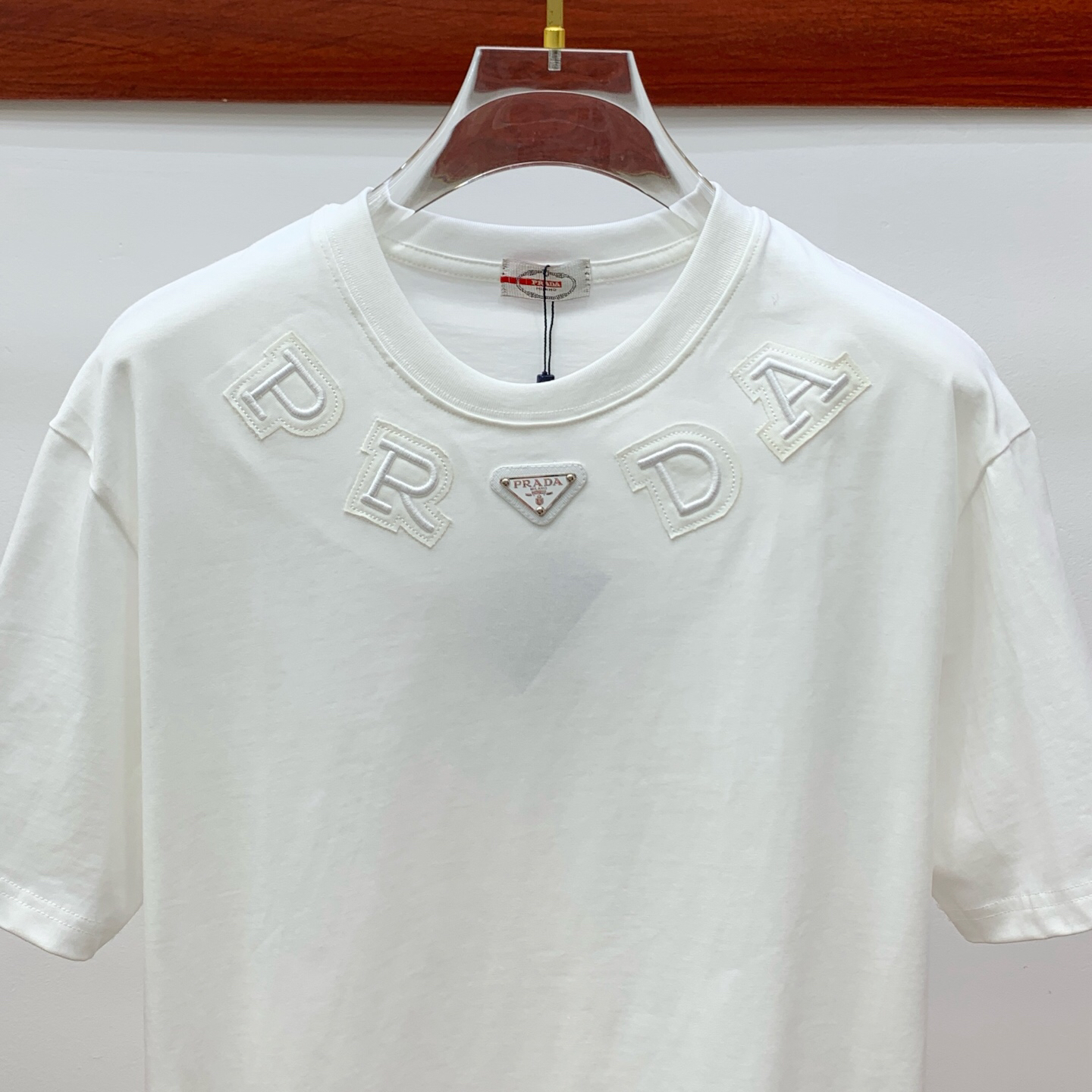 T-shirt with embroidered neckline