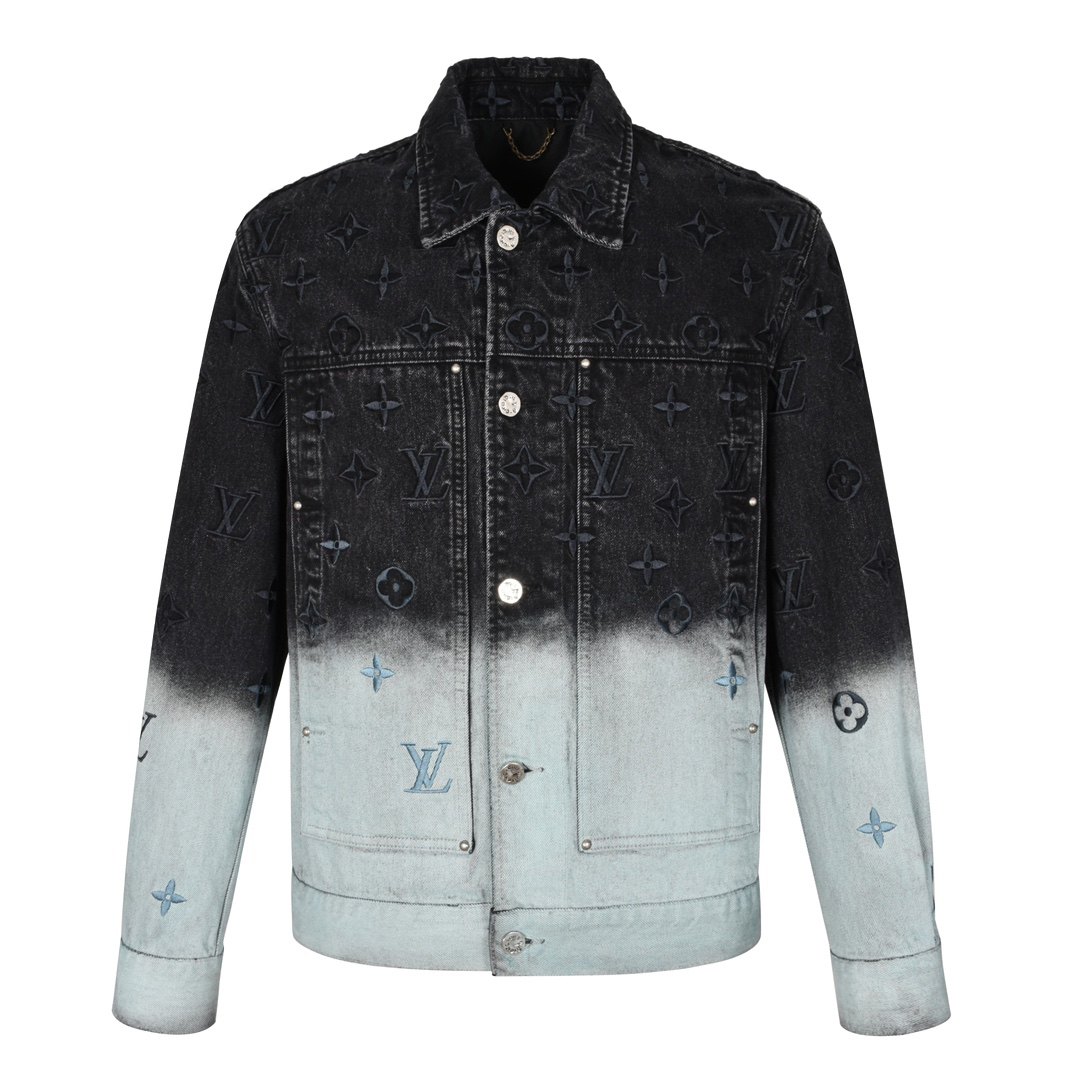 24FW Gradient Spray Embroidery Denim Jacket