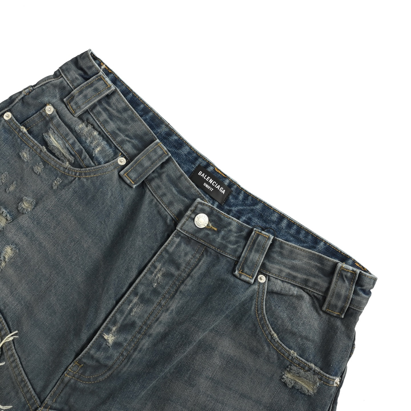 Distressed denim shorts