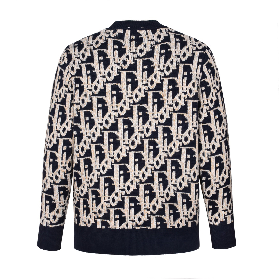 All over print jacquard crew neck sweater