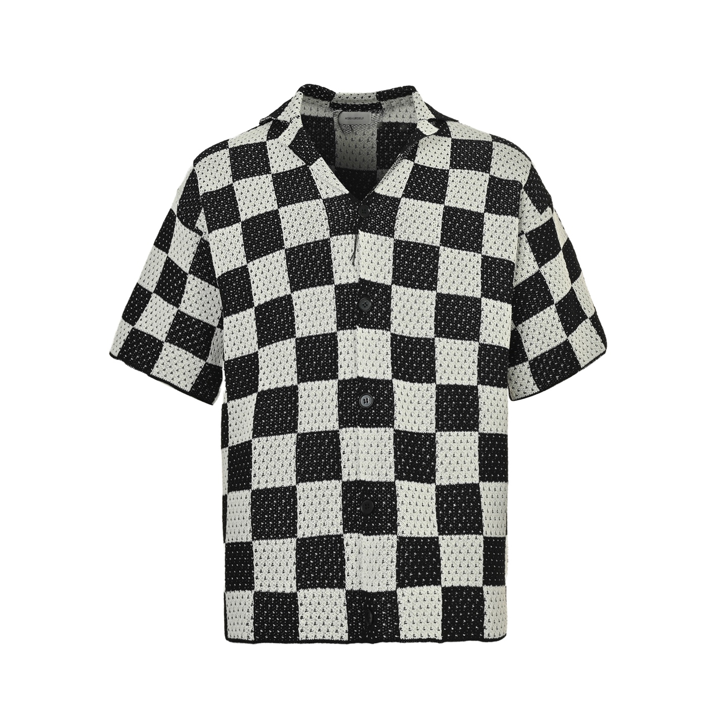 25SS Checkered Knit Short Sleeve Shirt