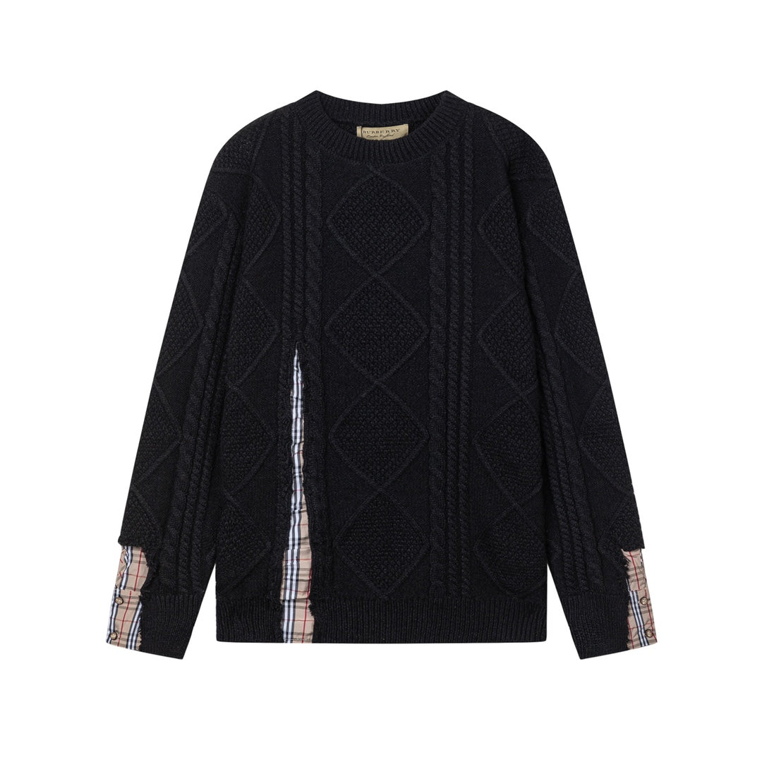 New Black Patchwork Sweater