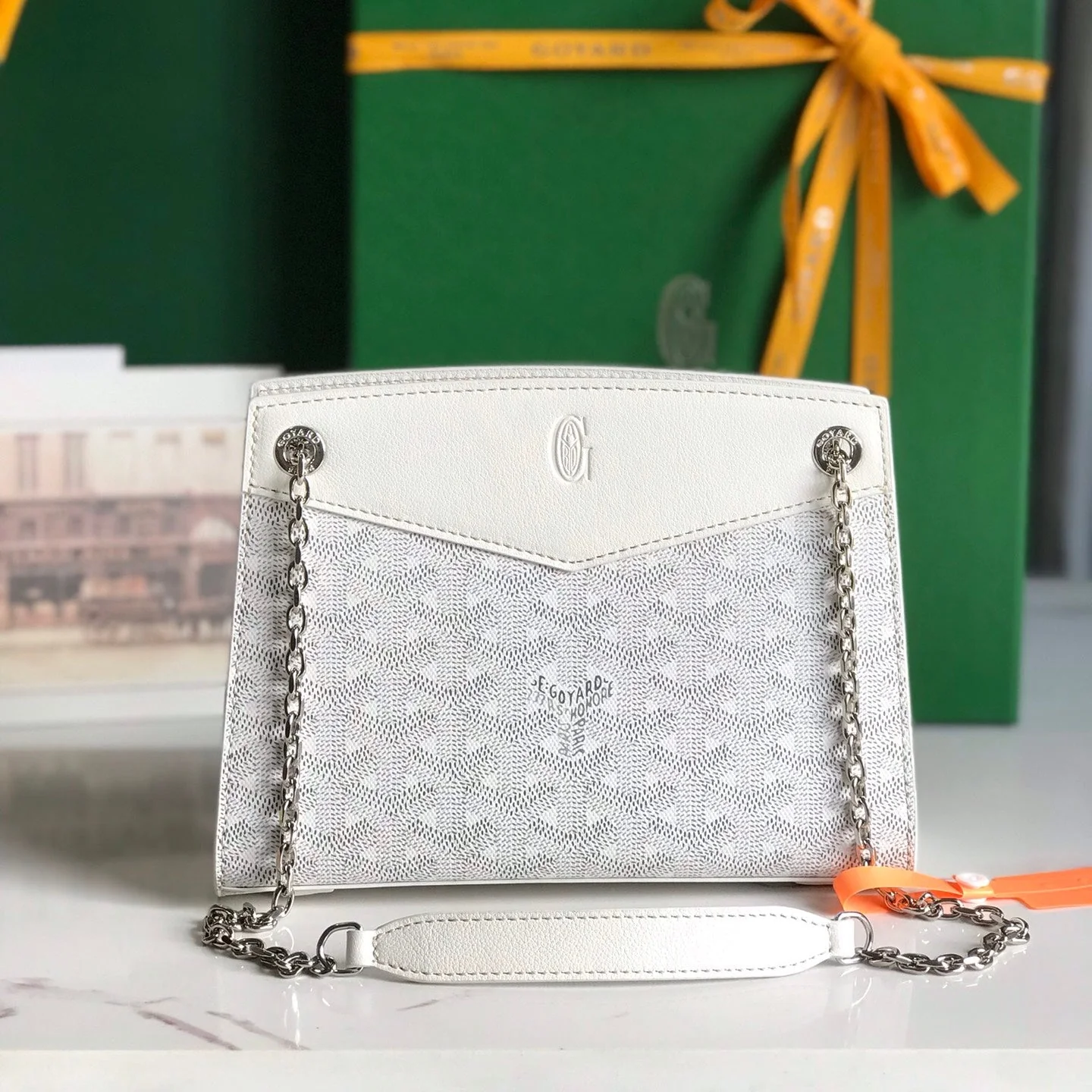 White Calfskin Structured Mini Bag