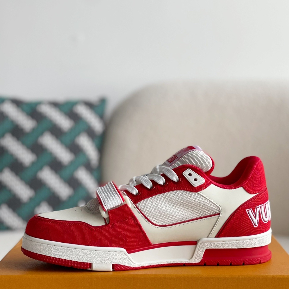 Red men's sports shoes