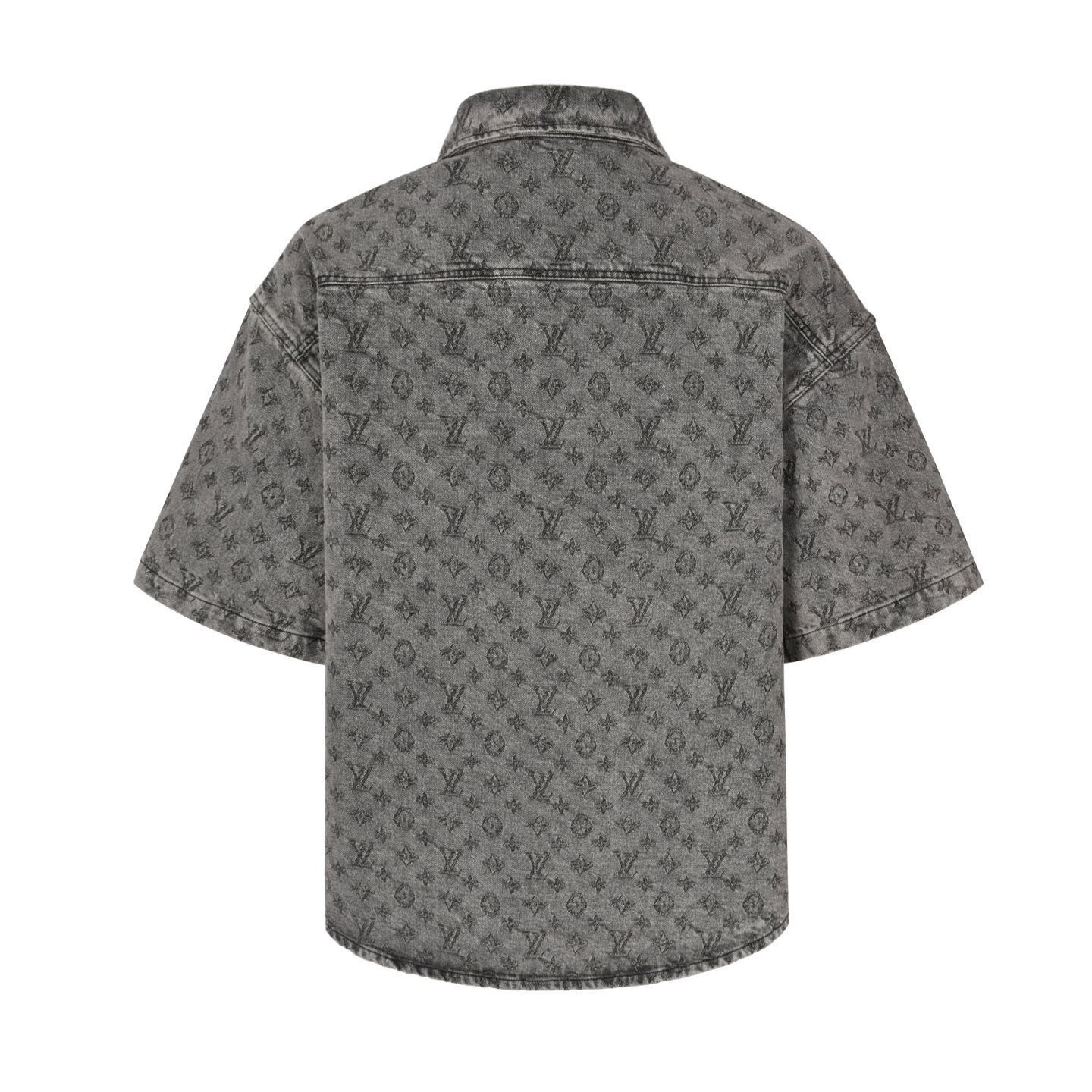 Denim shirt with all-over jacquard print