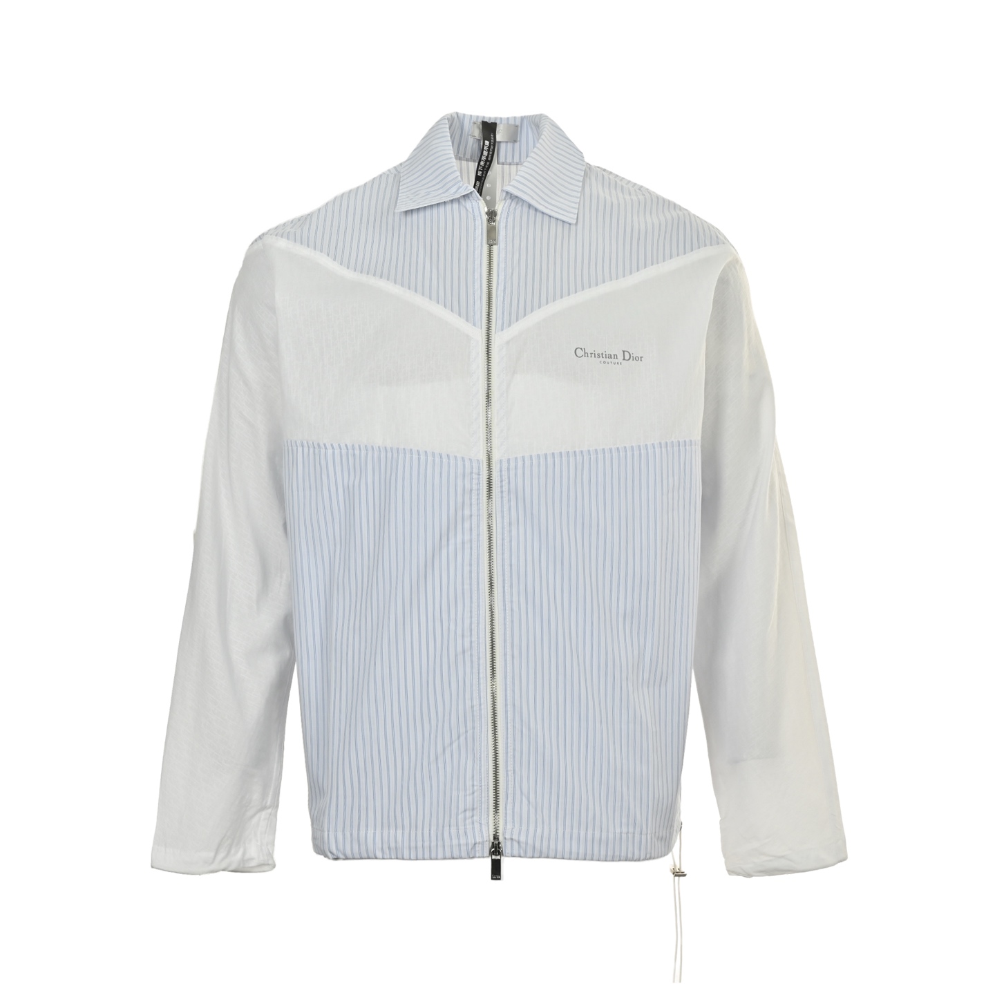 Paneled Striped Zip-Up Shirt