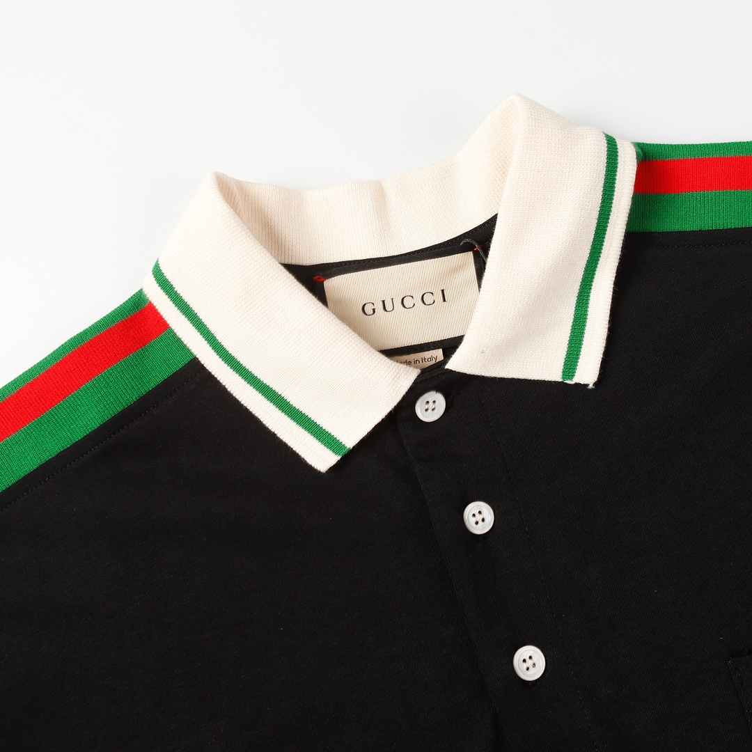 Red And Green Ribbed Polo Shirt Short Sleeves