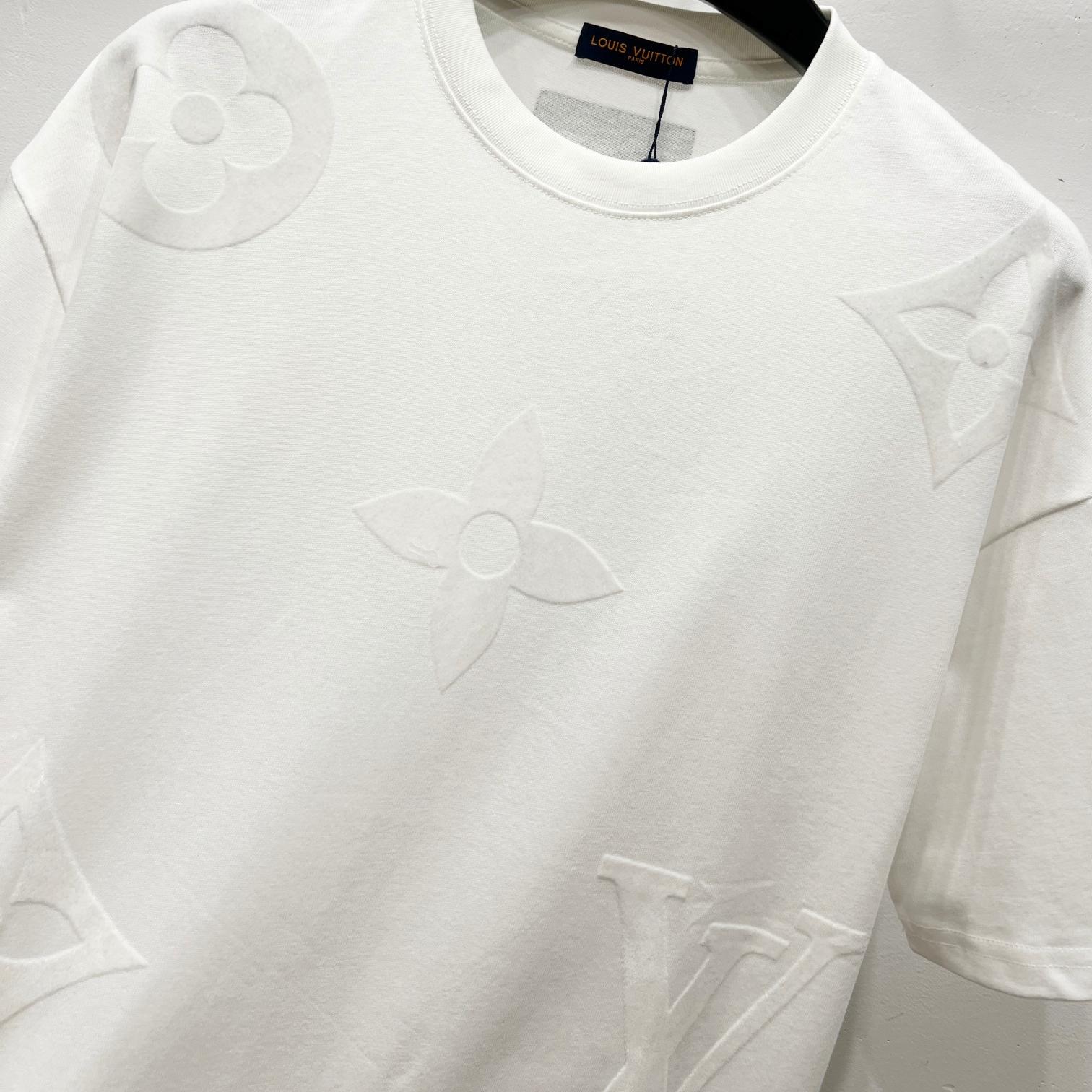 Flocked Print Short Sleeve Crewneck T-Shirt