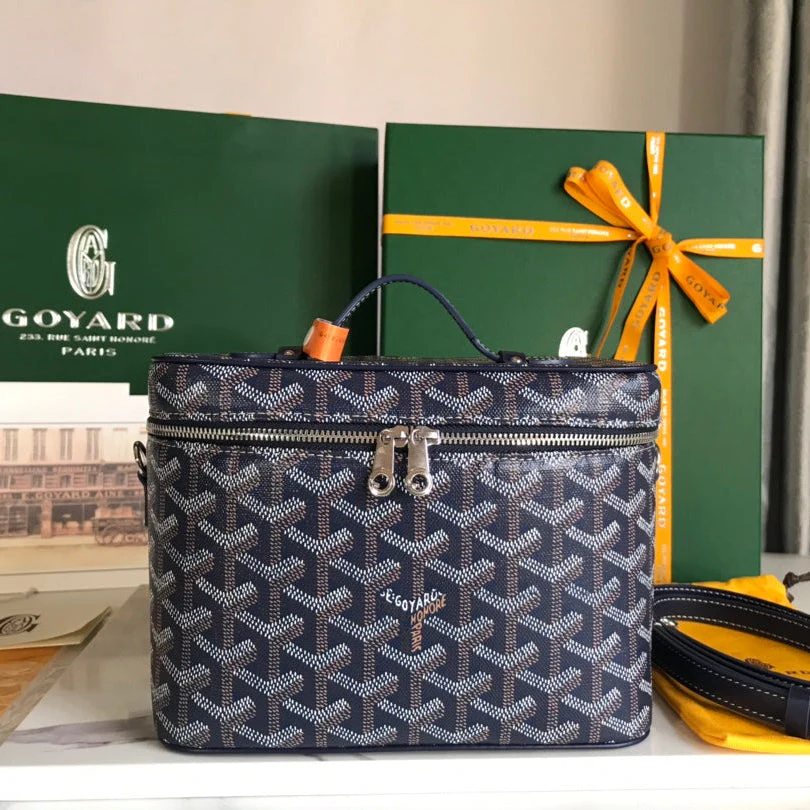 Navy Blue Canvas Cosmetic Box