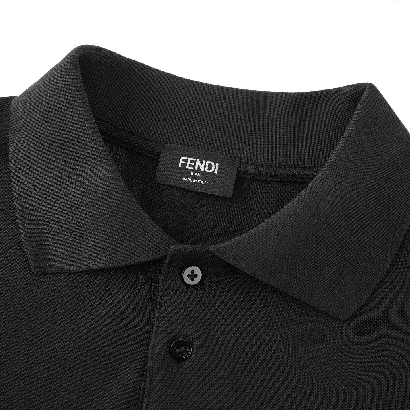 Fendi black lapel polo shirt