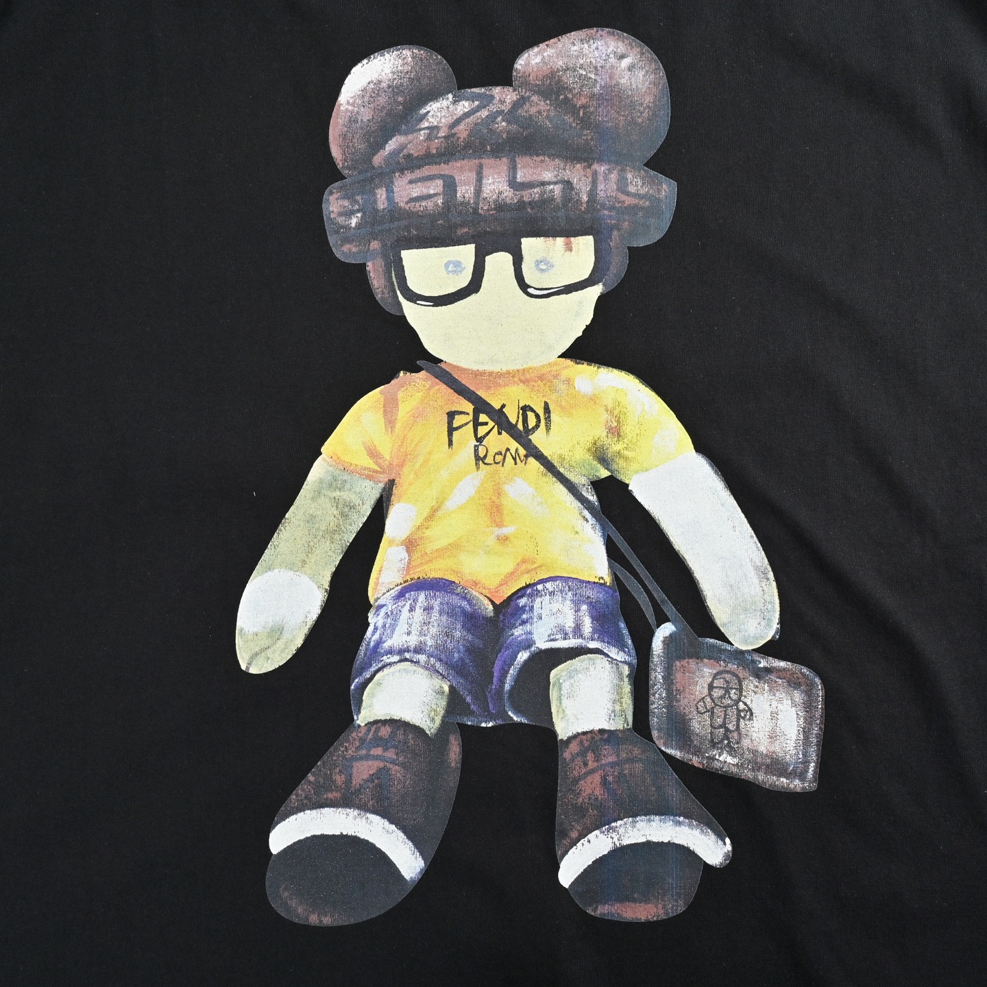 25SS Hand-Drawn Cartoon Character Print T-Shirt