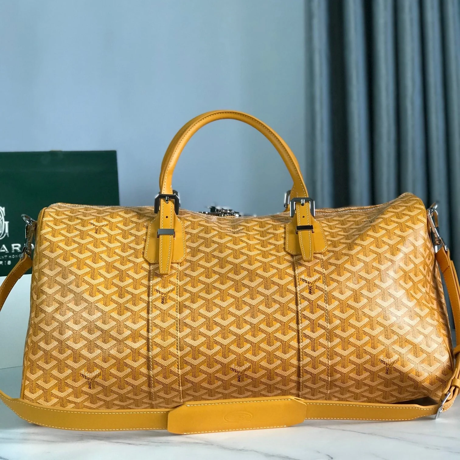 50 BAG IN YELLOW CANVAS AND CALFSKIN TRIM