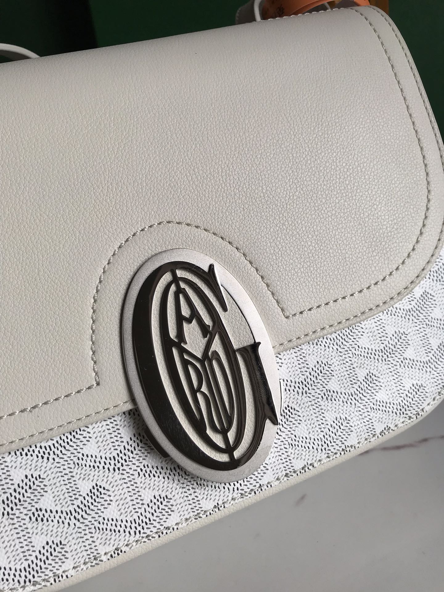 White Calfskin Canvas Bag