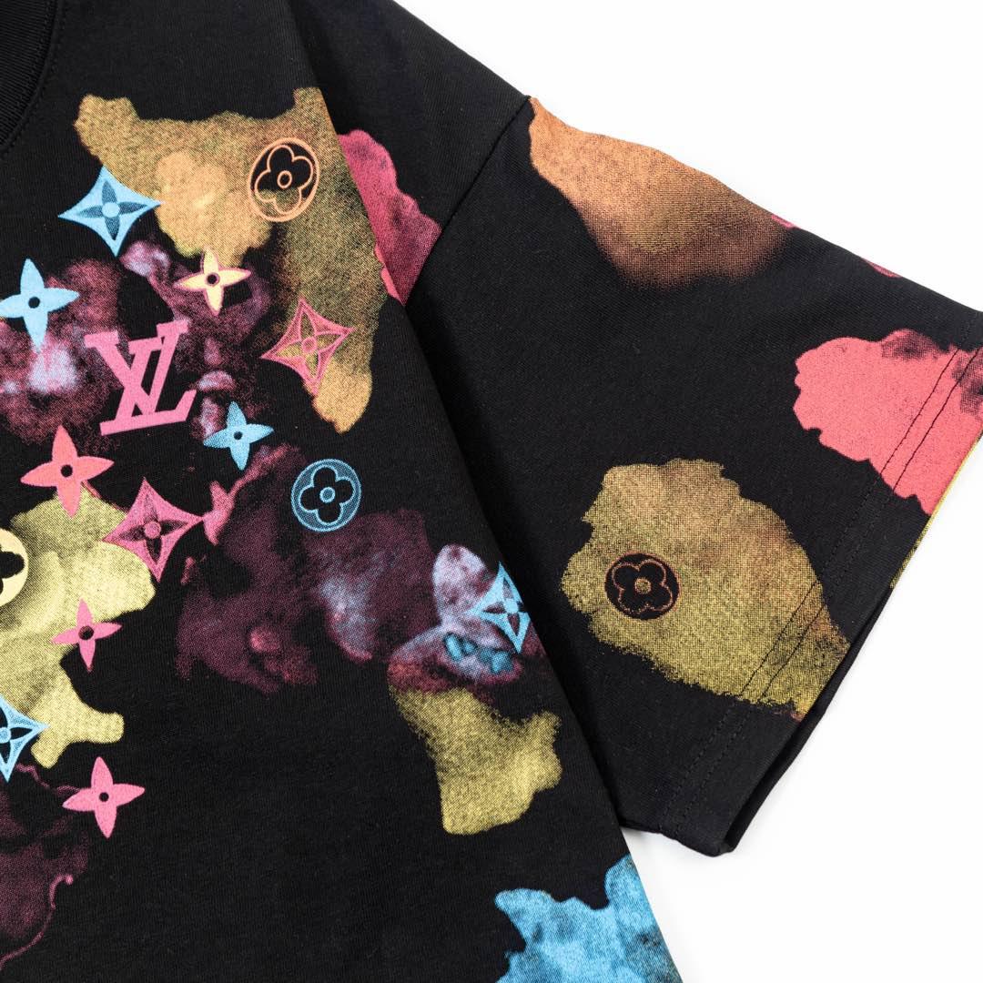 Camouflage lettering printed T-shirt