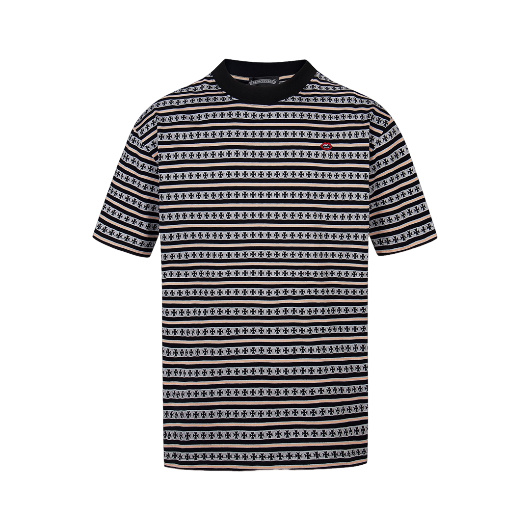 Embroidered striped T-shirt