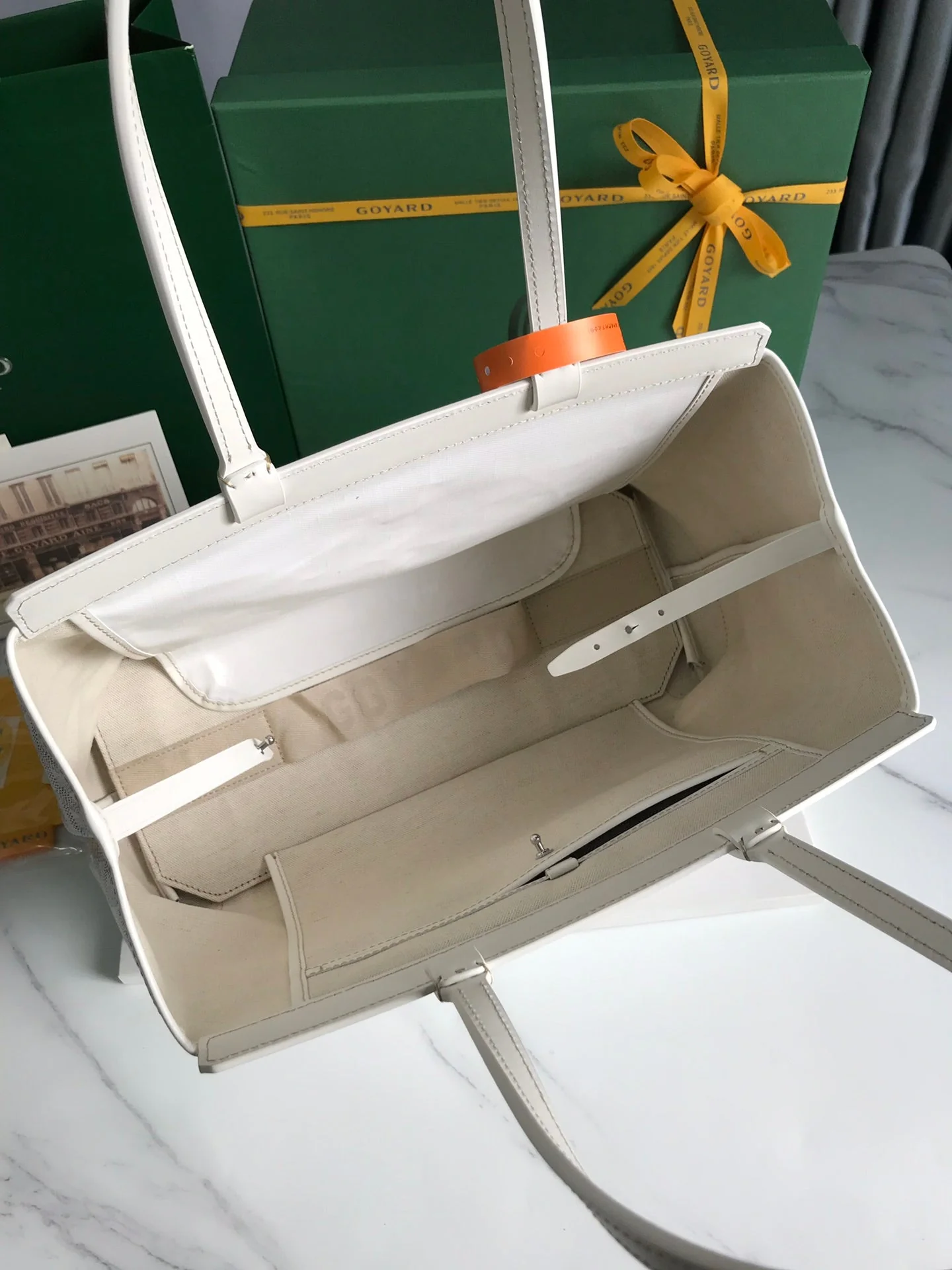 White Canvas And Calfskin Trim Bag