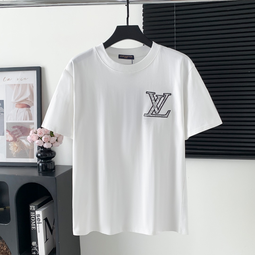 2025ss embroidered letter short sleeves