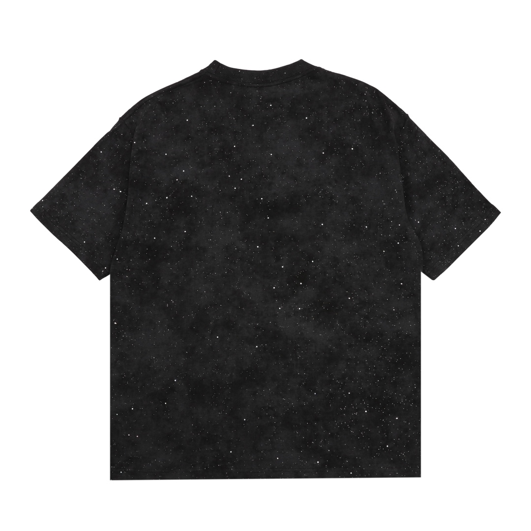 Distressed embroidered lettering T-shirt