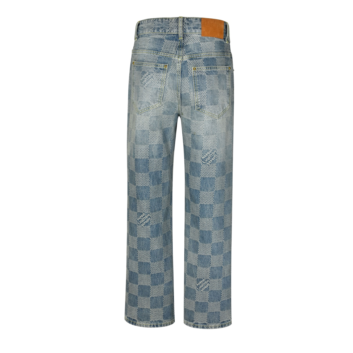 1V25ss checkerboard straight jeans