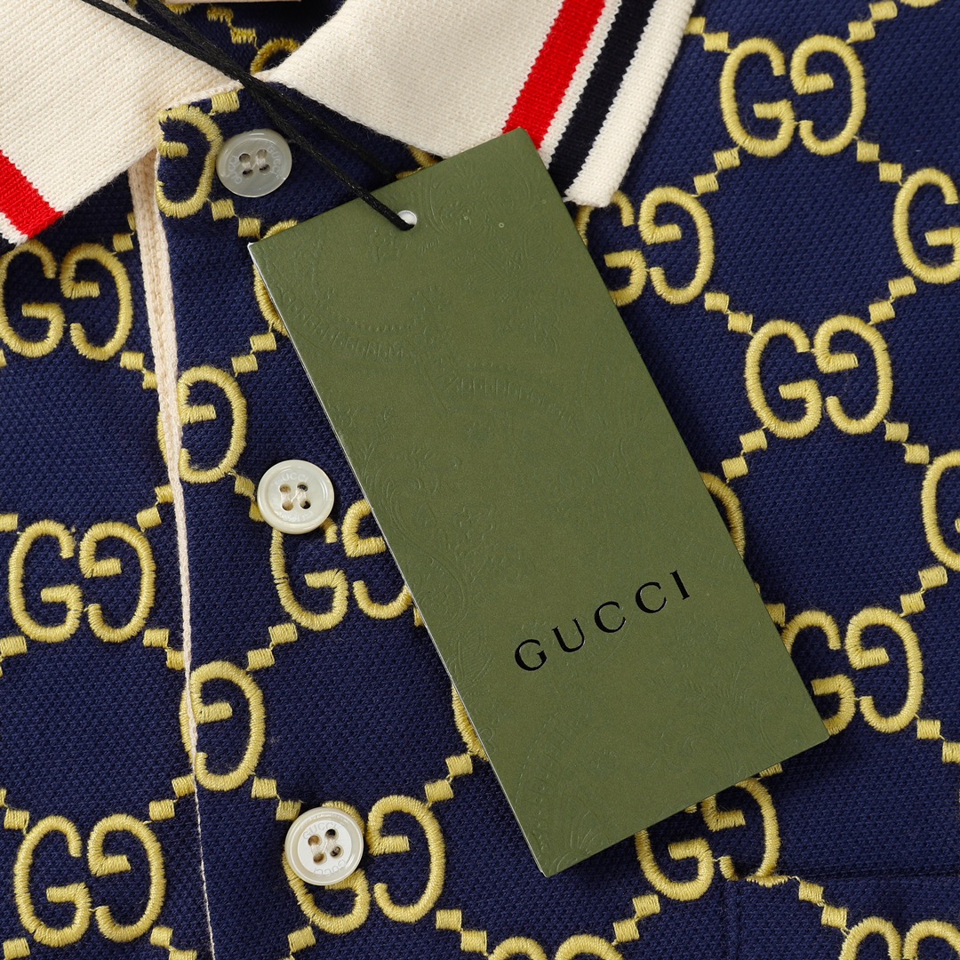 Gold Embroidered POLO Short-Sleeved T-shirt