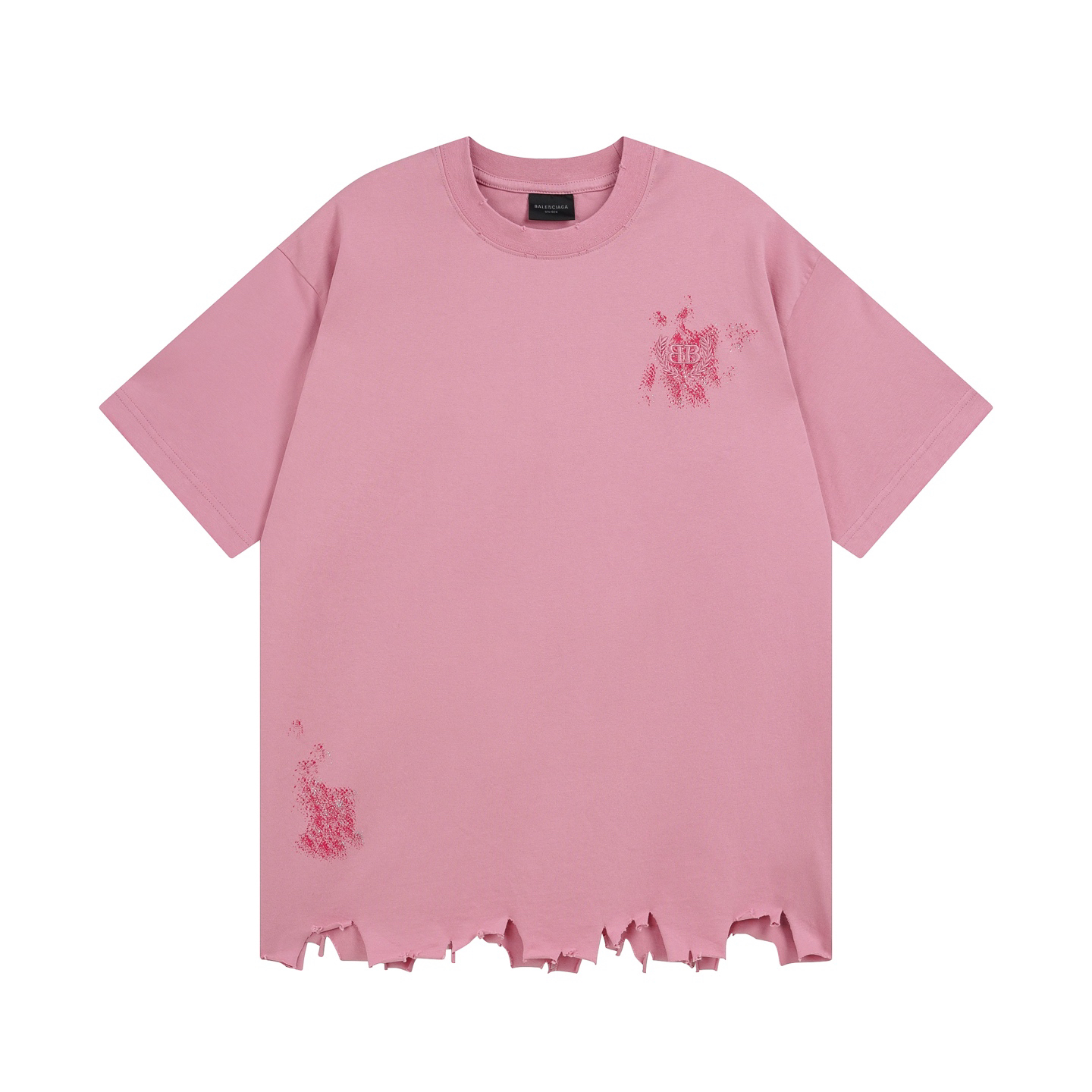 Colorful hand-painted distressed T-shirt