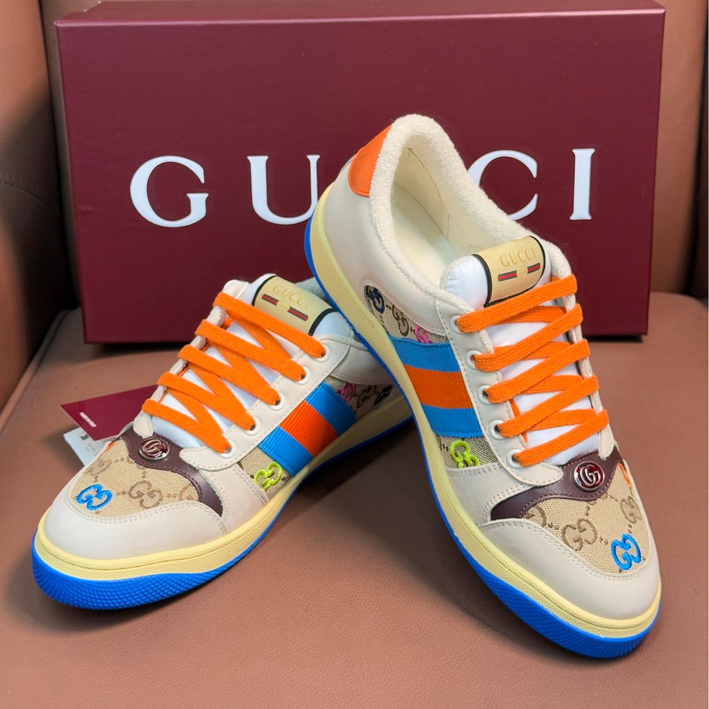 Fluffy colorful sneakers