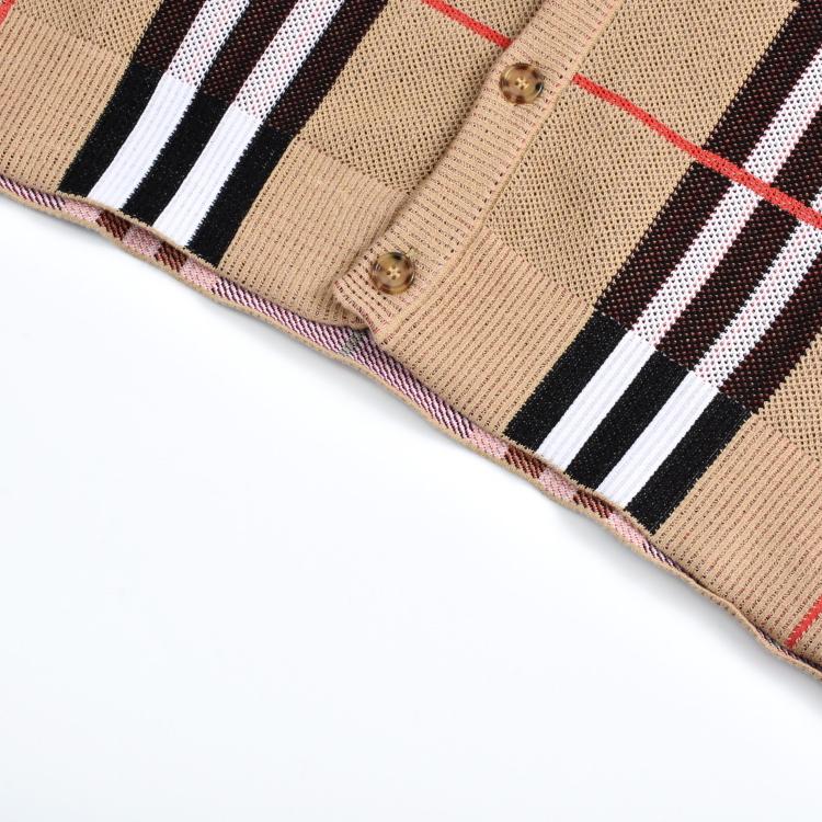 Pointelle Check Cardigan Sweater