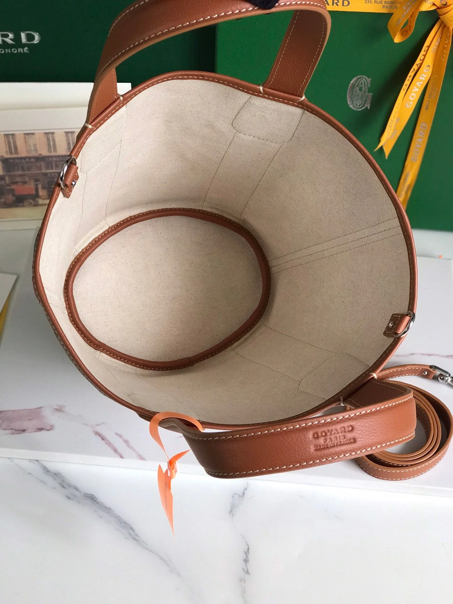 Small Belharra 24 In Black Goyardine Canvas And Tan Lambskin