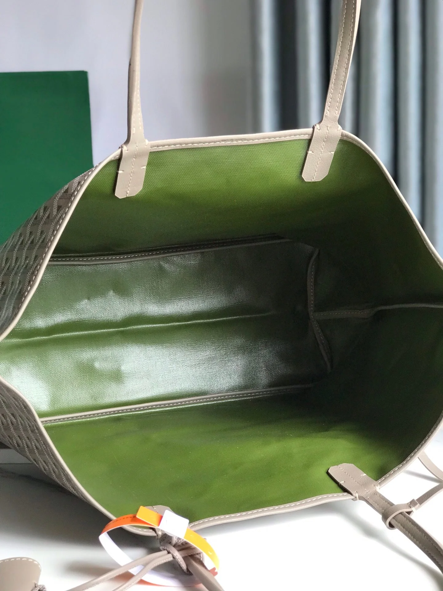 Grey and Green Canvas Bag