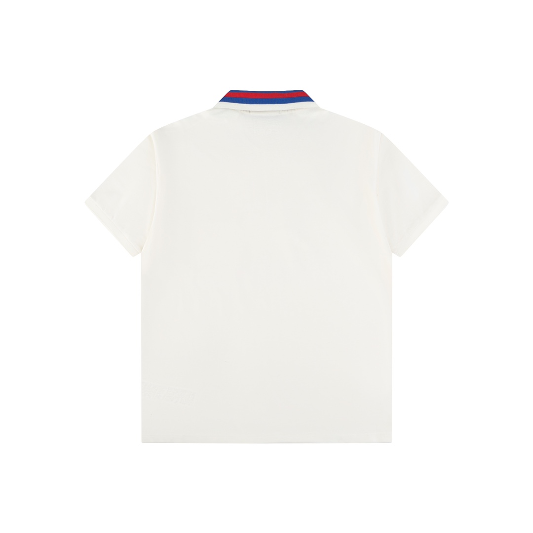 Neckline stripe embroidery Polo