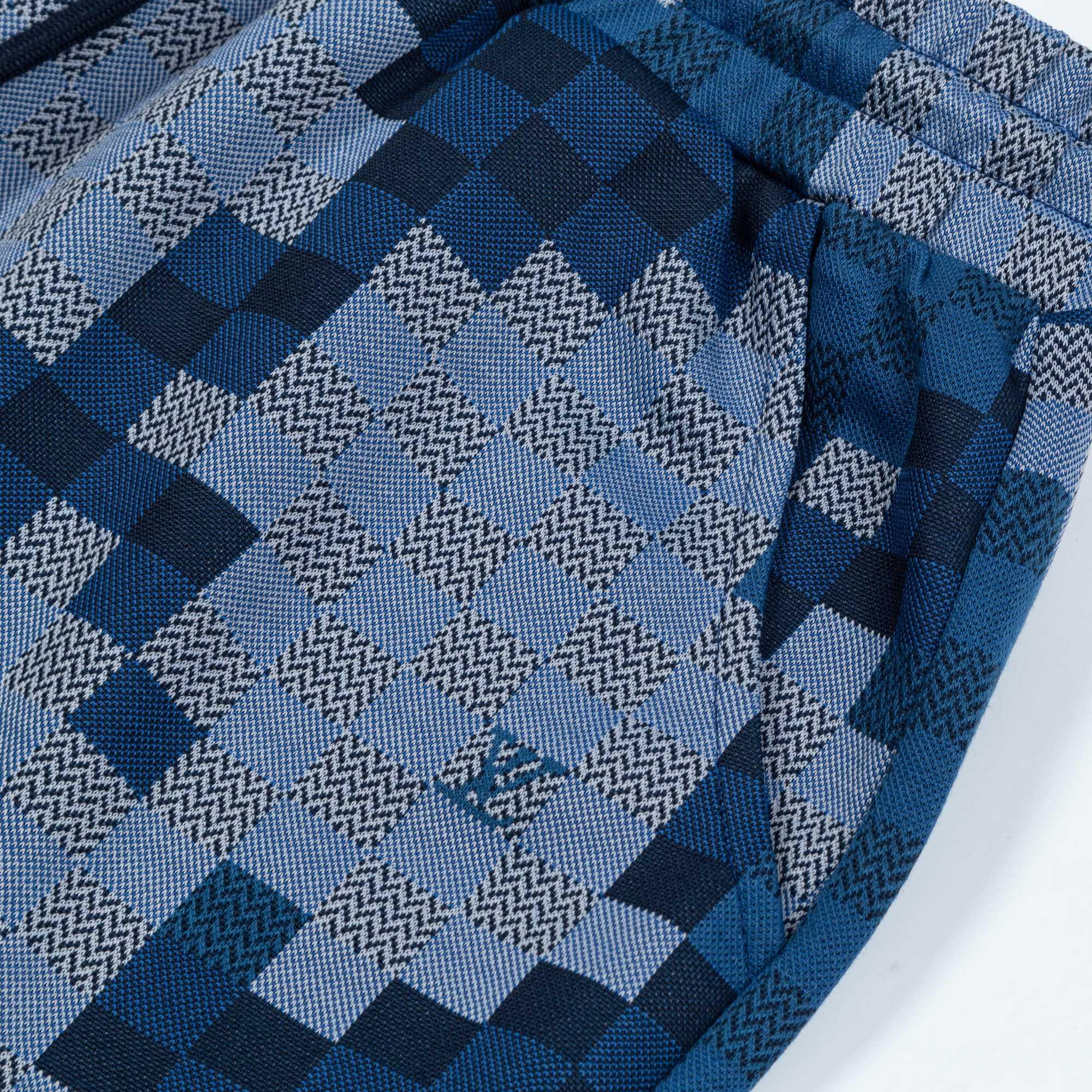 Dark blue plaid embroidered shorts